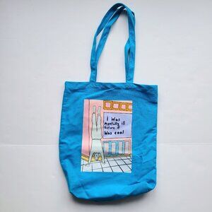 Robbie Williams Art Deco Blue Tote Bag 'I was mentally ill before it was cool'